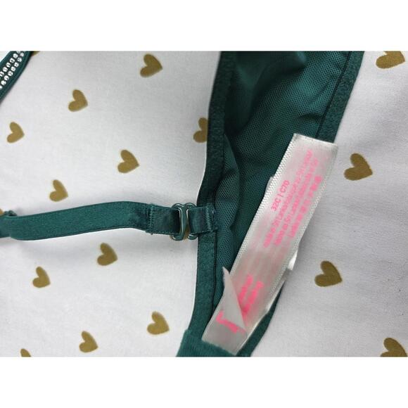 Victorias Secret PINK Green Wear Everywhere super Push Up bra 32C BLING SHINE - Picture 7 of 8